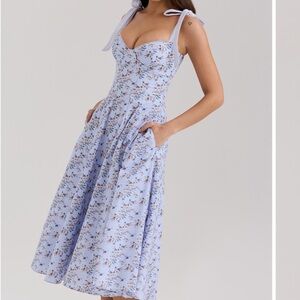 House of CB Emely Paneled Corset Dress Tie Straps Size M A/C Cups